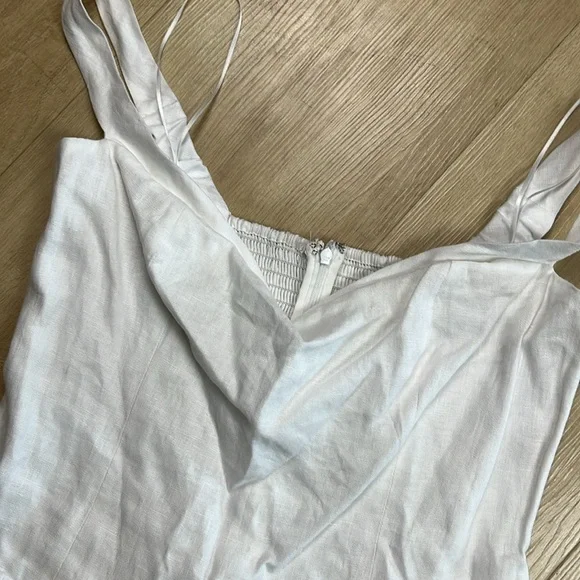Reformation Sora Linen Dress white, size 10 - threedaughtersproperties.com